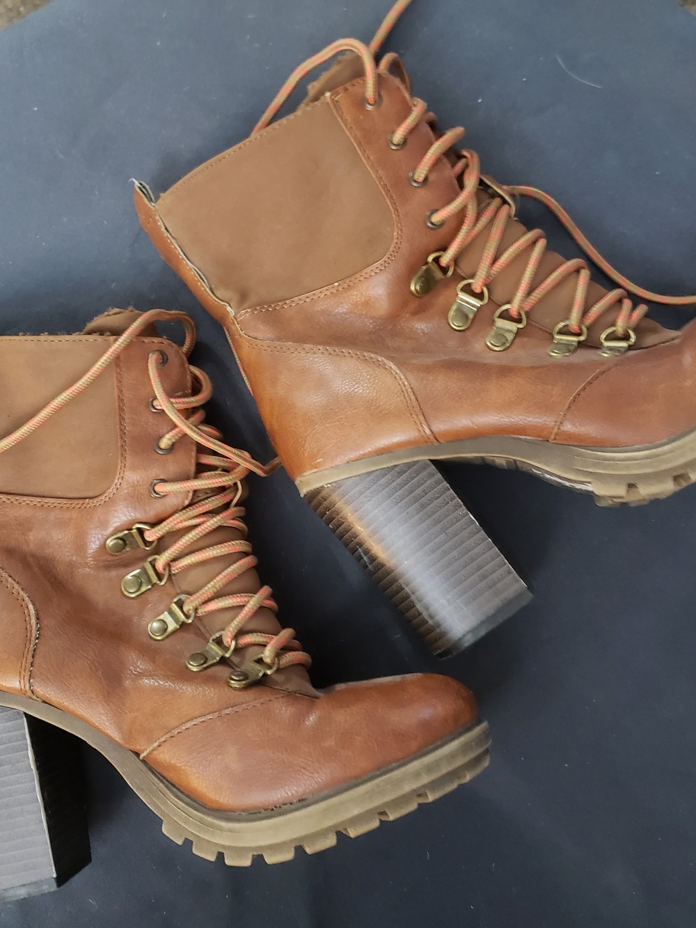 Mossimo Supply Co. Brown Lace-Up Chunky Heel Ankle Boots